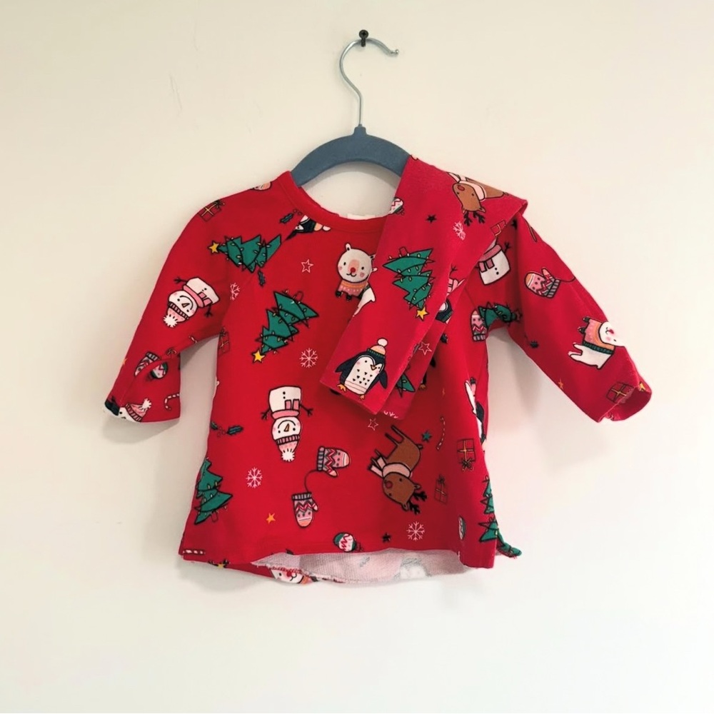 H&M Christmas shirt and leggings set 4-6 months